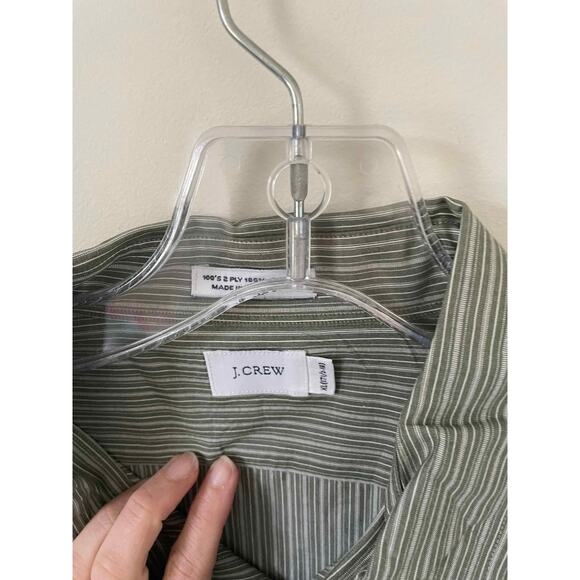 J. Crew Striped Button Up Long Sleeve Shirt Green Size XL (17.5-18) - Picture 4 of 6